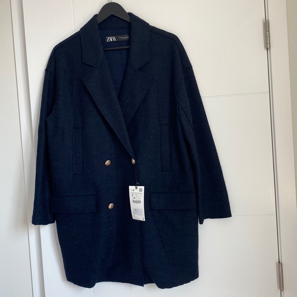 Zara navy wool jacket - Picture 2 of 7